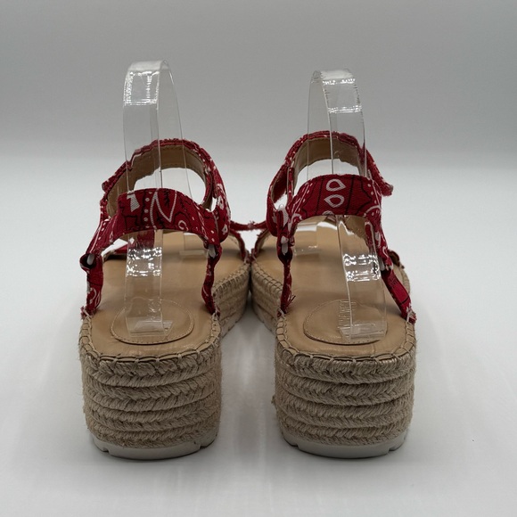 Nine West Glampin Red Bandana Print Espadrille Wedge Sandals Women 10.5M - Picture 9 of 11